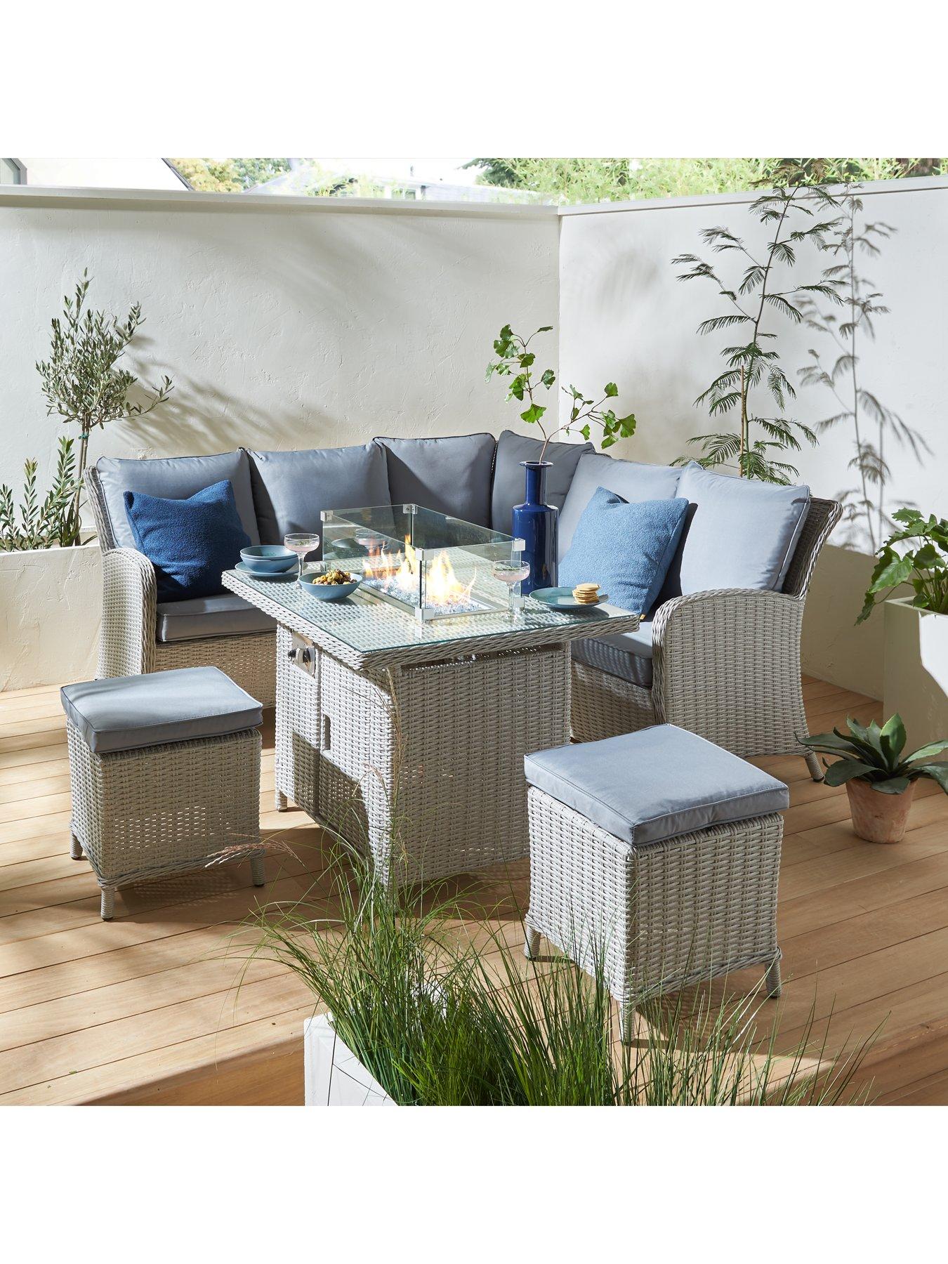 undefined Athens Compact Corner Set with Firepit Table