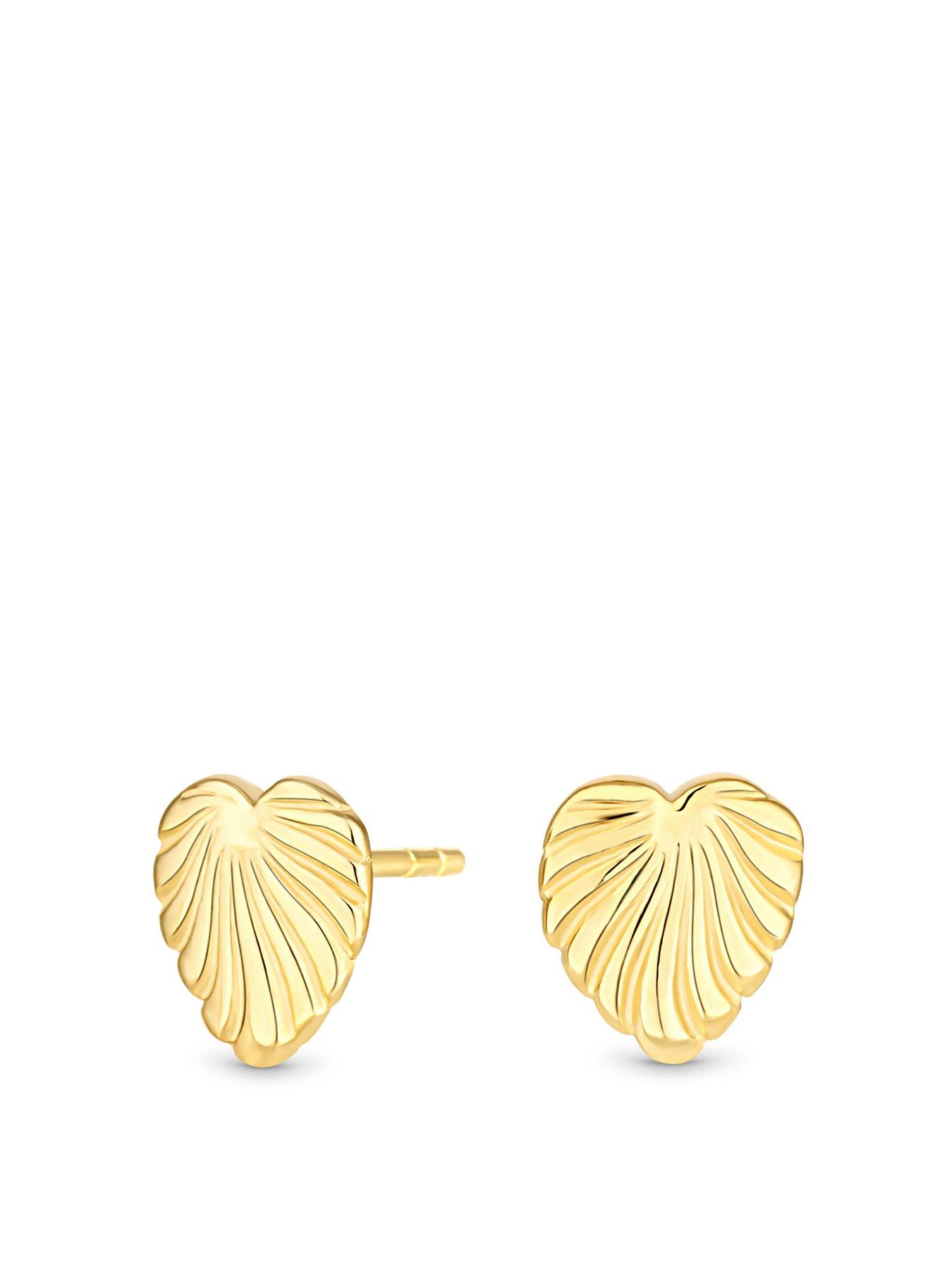 Jewellery & watches Gold Plated Sterling Silver Heart Shell Stud Earrings