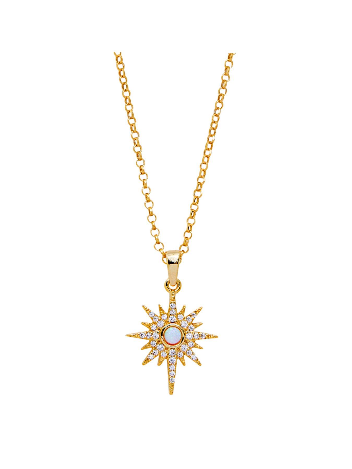 Jewellery & watches Sterling Silver Gold Opal Starburst Necklace