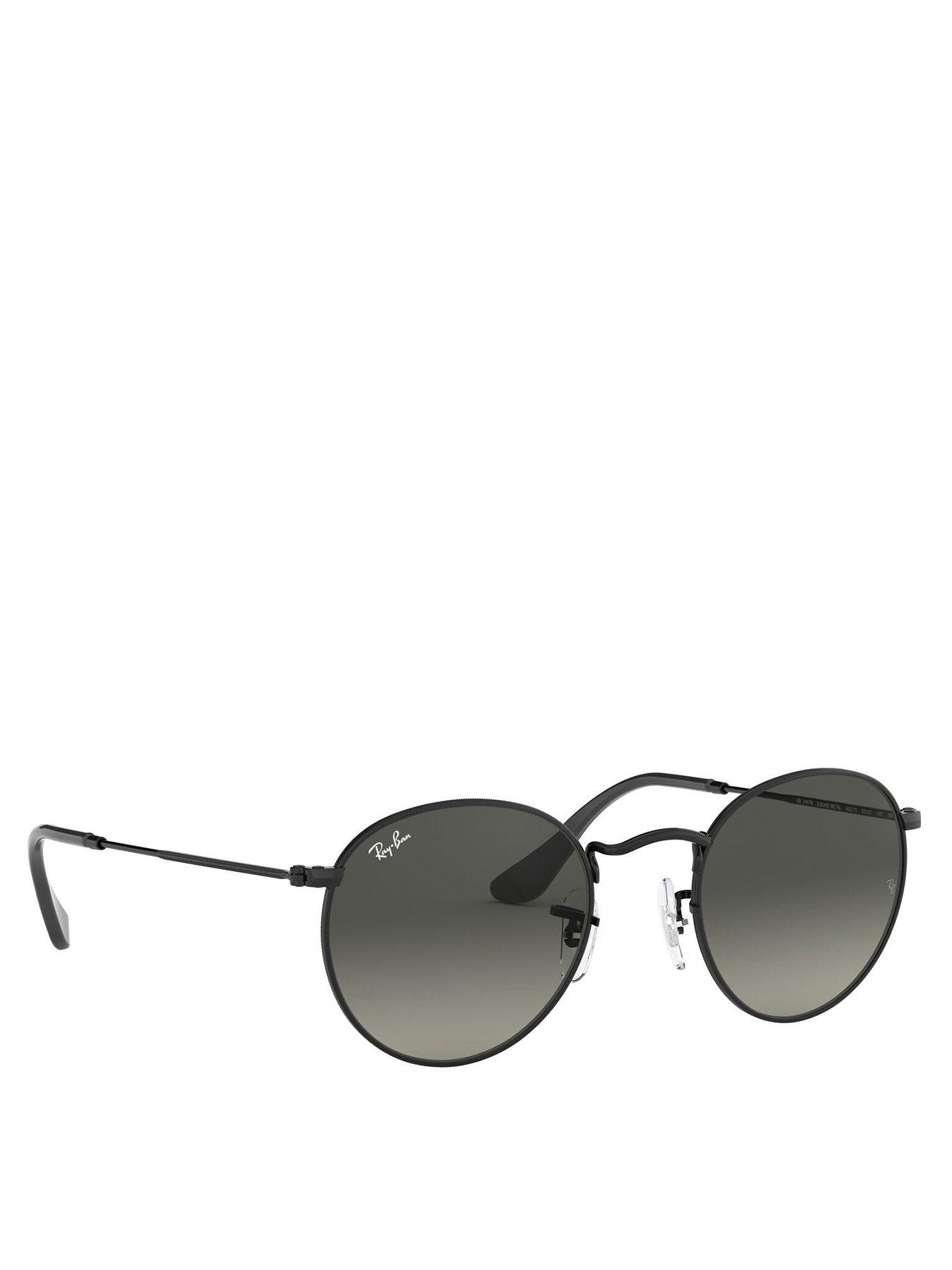 undefined Round Black Metal Frame Sunglasses - Black