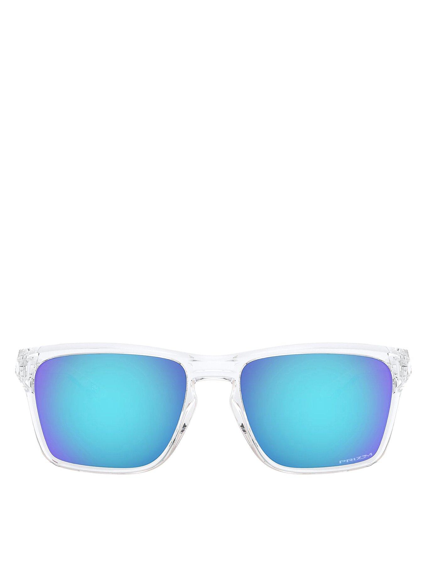 Oakley sunglasses white frame best sale blue lens