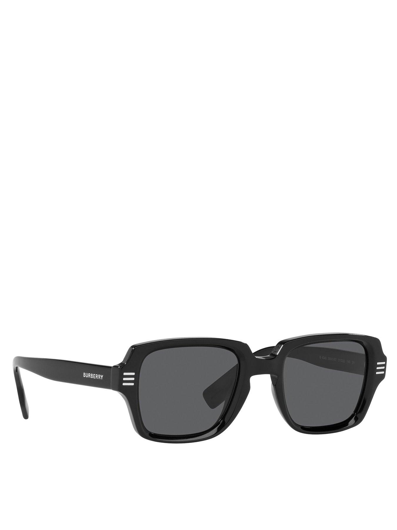 Burberry Rectangular Black Frame Dark Grey Lens Sunglasses 