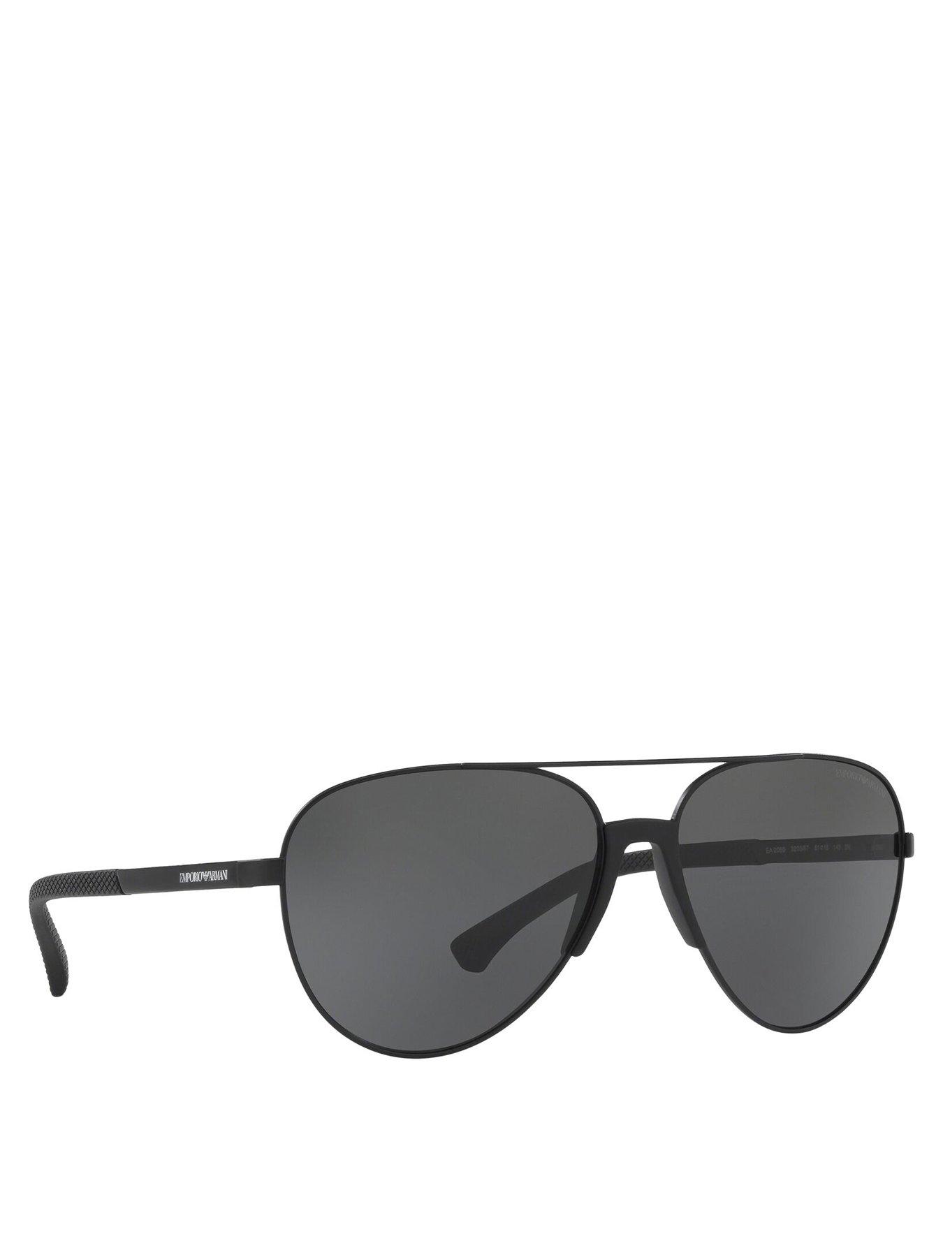 Emporio Armani Aviator Matte Black Frame Sunglasses - Black