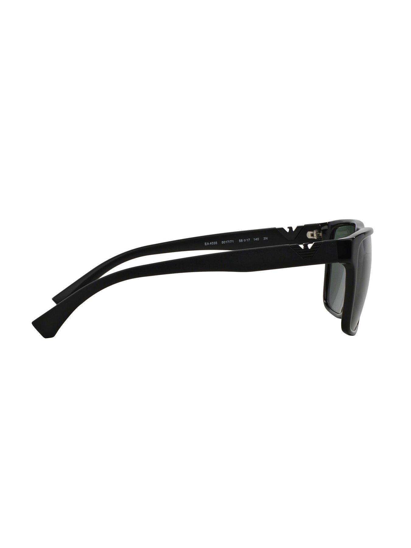 Image 2 of 3 of Emporio Armani Green Lens High Shine Square Sunglasses - Black