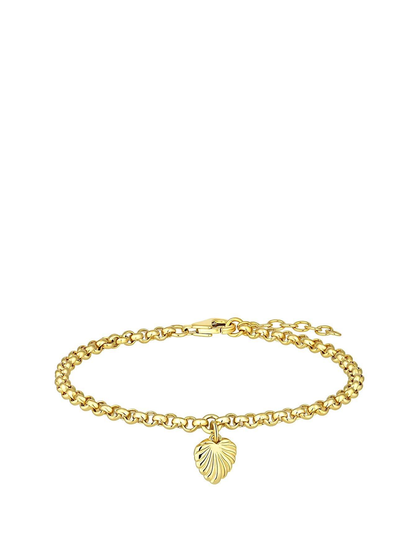  Gold Plated Sterling Silver Heart Shell Bracelet