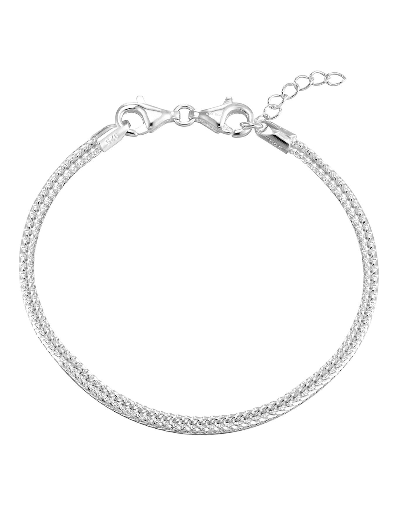 Image 4 of 7 of The Love Collection Sterling Silver Charm Bracelet with Heart &amp; Crystal Charm