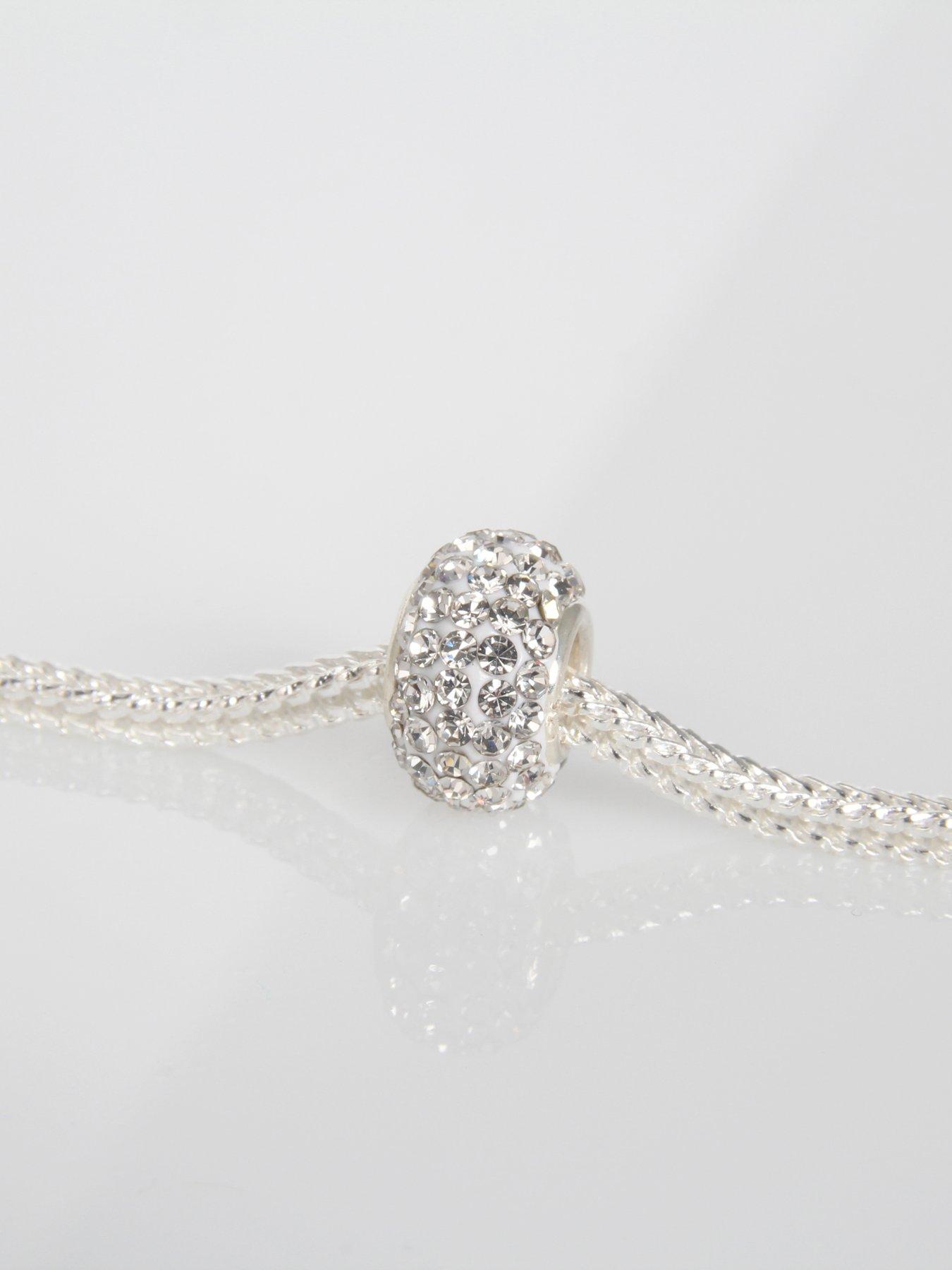 Image 6 of 7 of The Love Collection Sterling Silver Charm Bracelet with Heart &amp; Crystal Charm