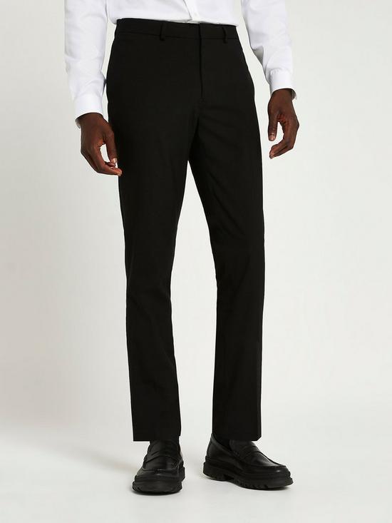 front image of river-island-smart-skinny-fit-trousers-black