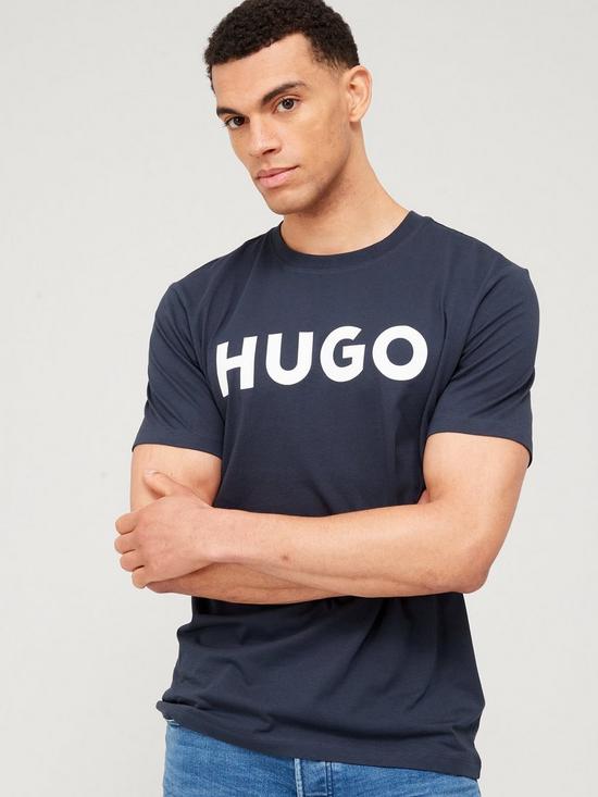 front image of hugo-dulivio-regular-fit-t-shirt-dark-blue