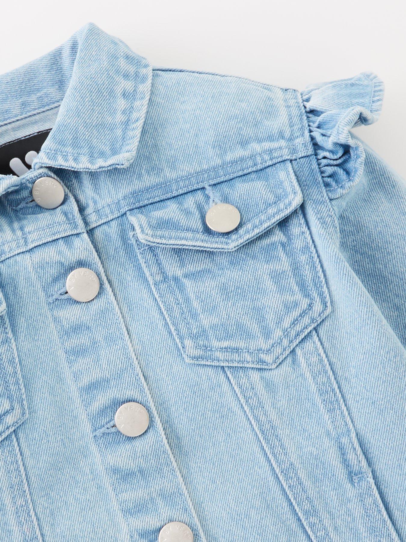 Girls frill clearance denim jacket