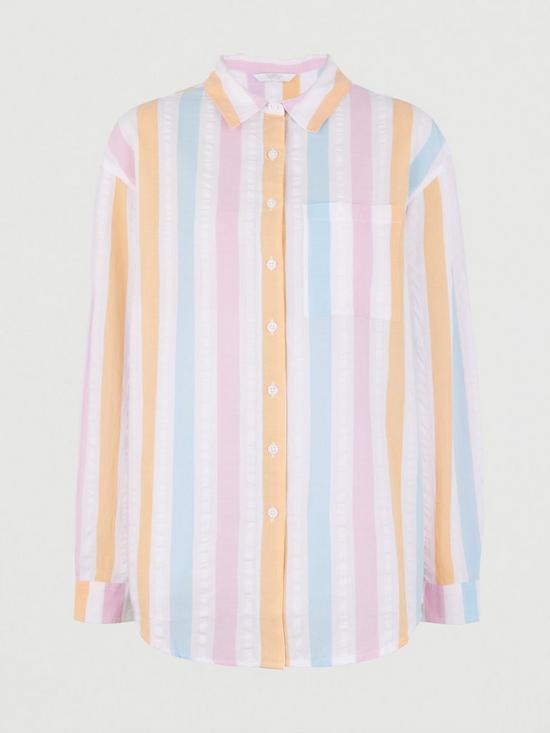 stillFront image of michelle-keegan-textured-cottonnbspstripe-shirt-multi