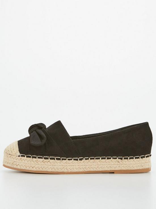 front image of v-by-very-extra-wide-maya-fit-bow-espadrille-black