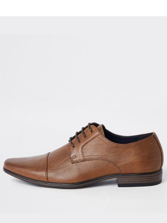 front image of river-island-brown-reggae-toe-cap-formal-shoe