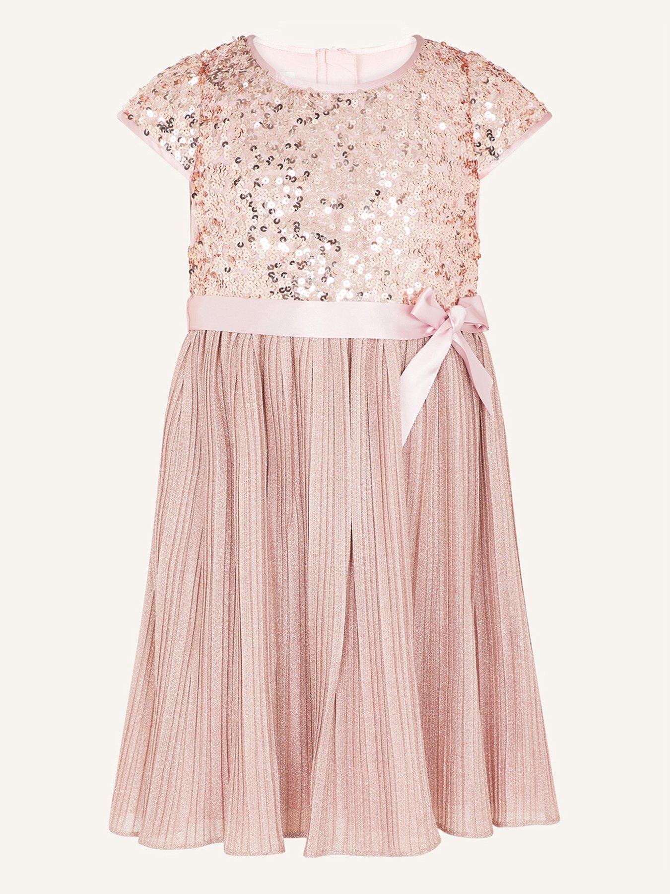 Kids Girls Gilded Rose Sequin Dress - Dusky Pink
