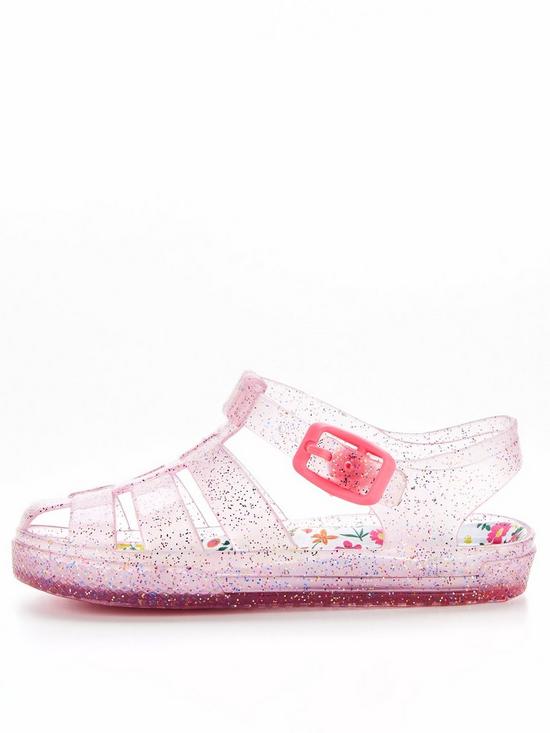 stillFront image of v-by-very-younger-girls-floral-glitter-jelly-sandals--nbsppink