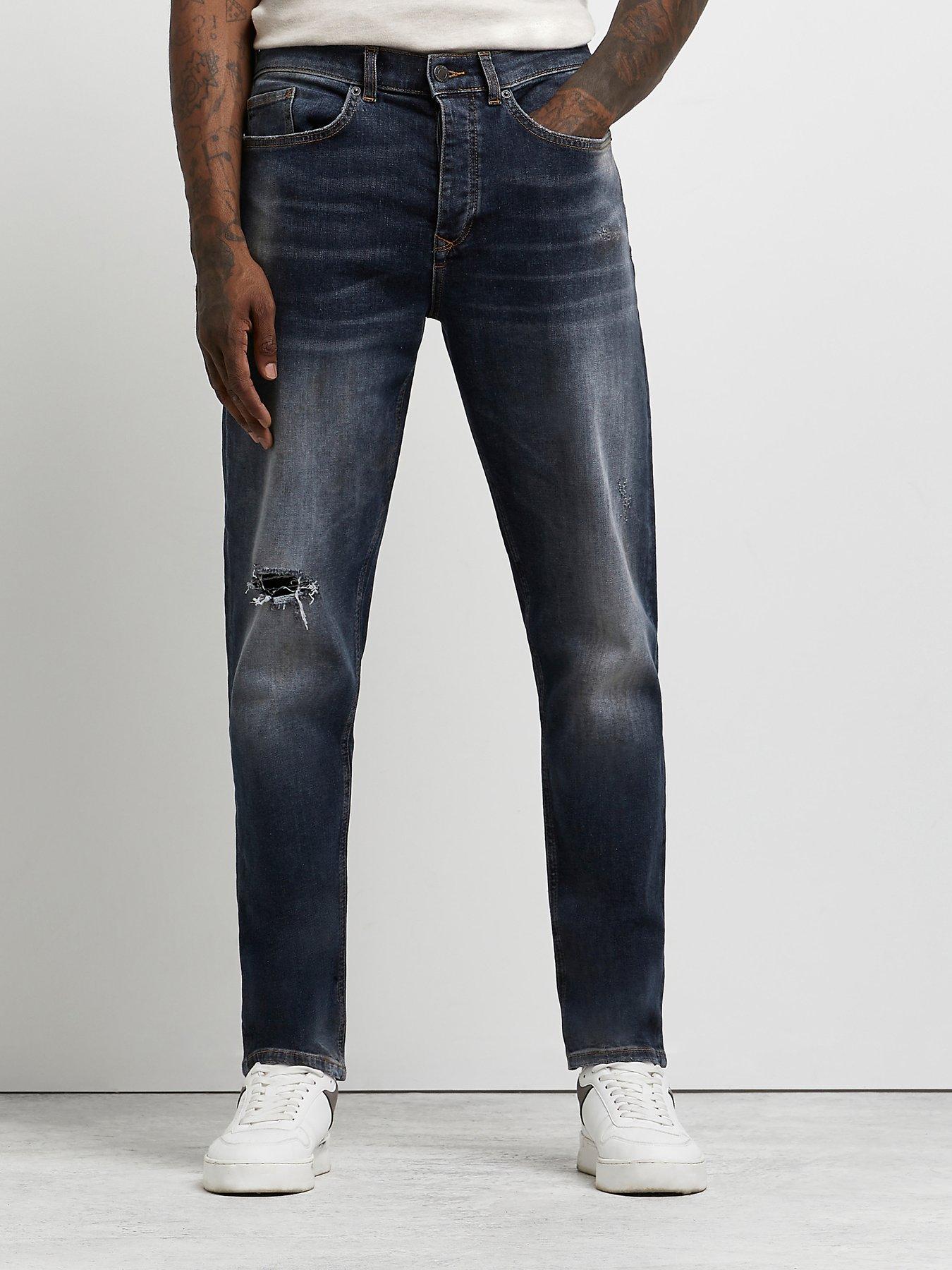  Ripped Relaxed Fit Jeans - Dark Blue