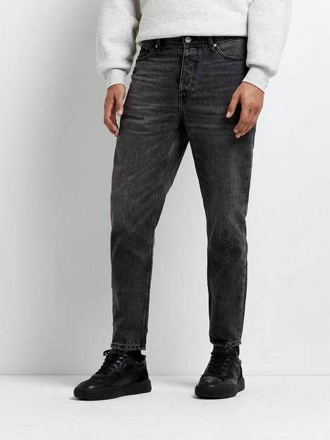 river-island-tapered-fit-ripped-jeans-black