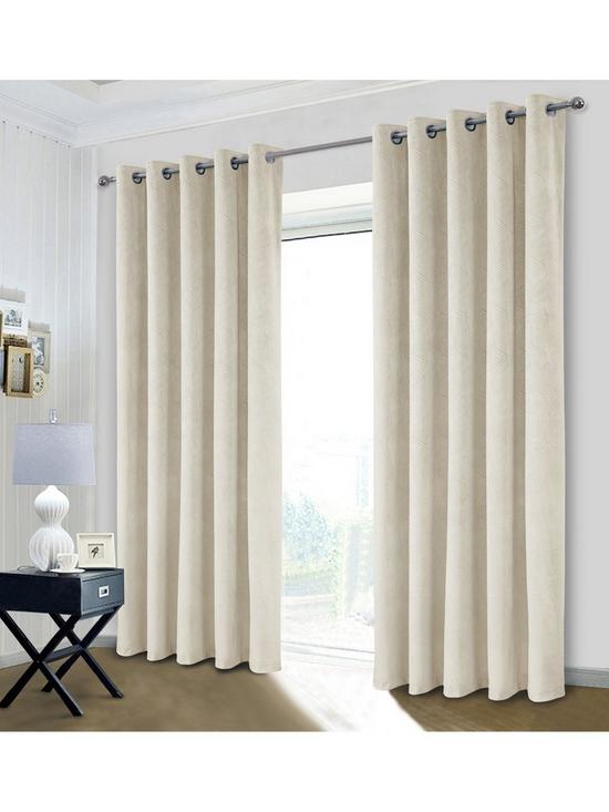 front image of very-home-valentina-embossed-velour-blackout-eyelet-curtains