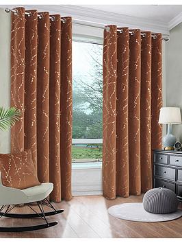 Product photograph of Very Home Emily Velvet Blackout Eyelet Curtains from very.co.uk