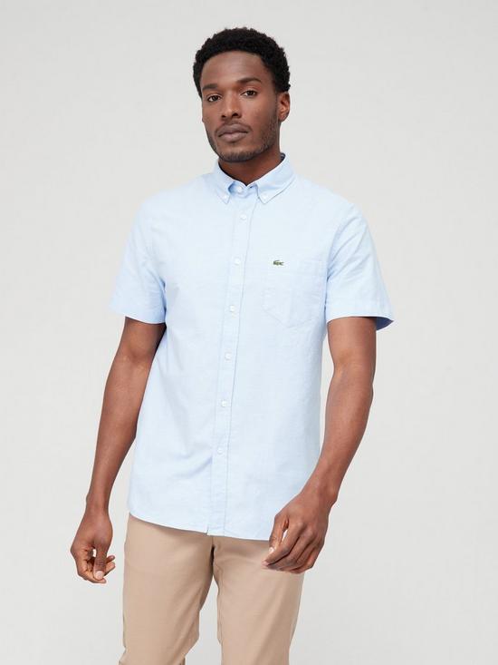 front image of lacoste-core-short-sleeved-shirt-blue