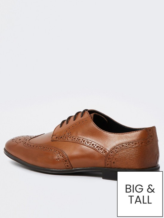 back image of river-island-wide-fit-lace-up-brogue-derby-shoes-brown