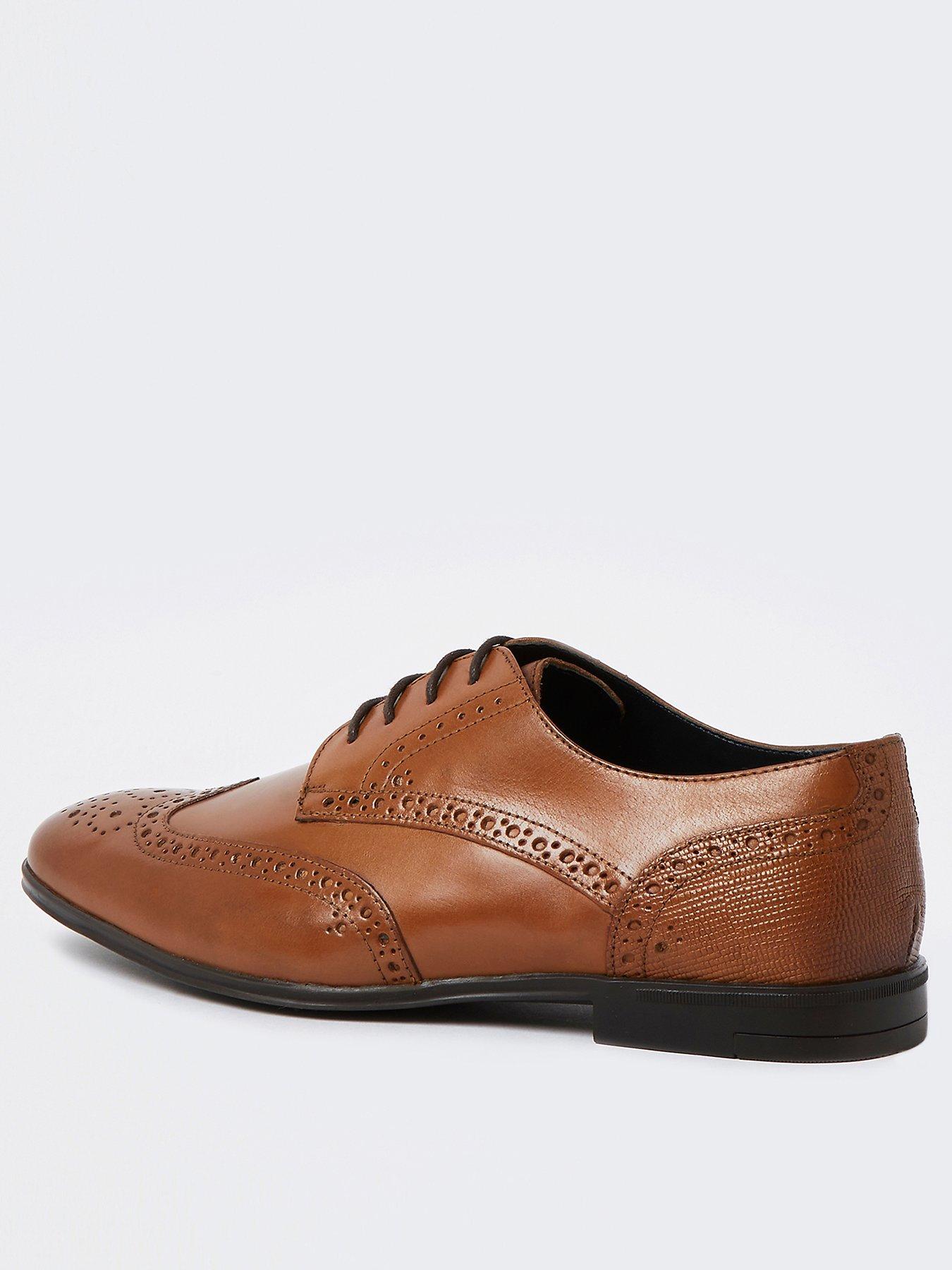 River Island Wide Fit Lace Up Brogue Derby Shoes Brown Very