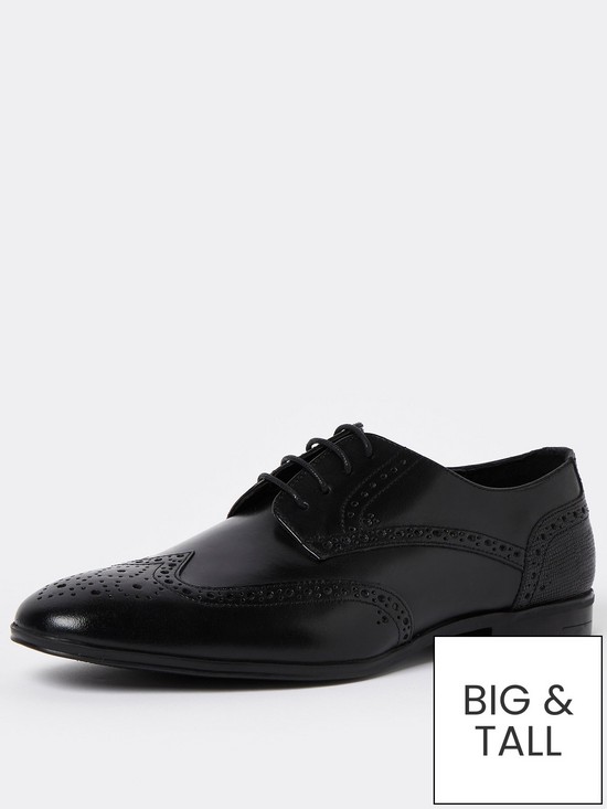front image of river-island-wide-fit-lace-up-brogue-derby-shoes-black