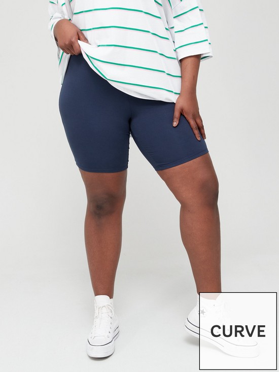 stillFront image of v-by-very-curve-2-pack-cycling-shorts-navynude