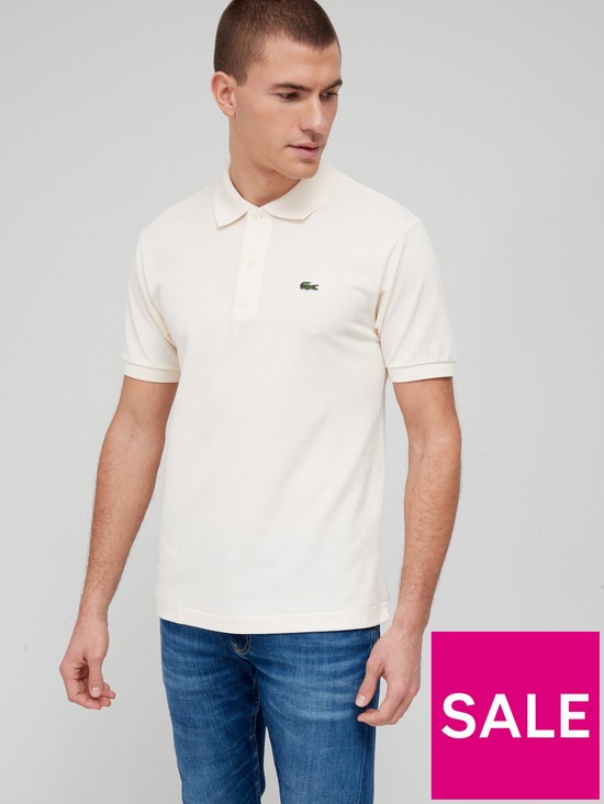front image of lacoste-classic-fit-l1212-polo-shirt-stone