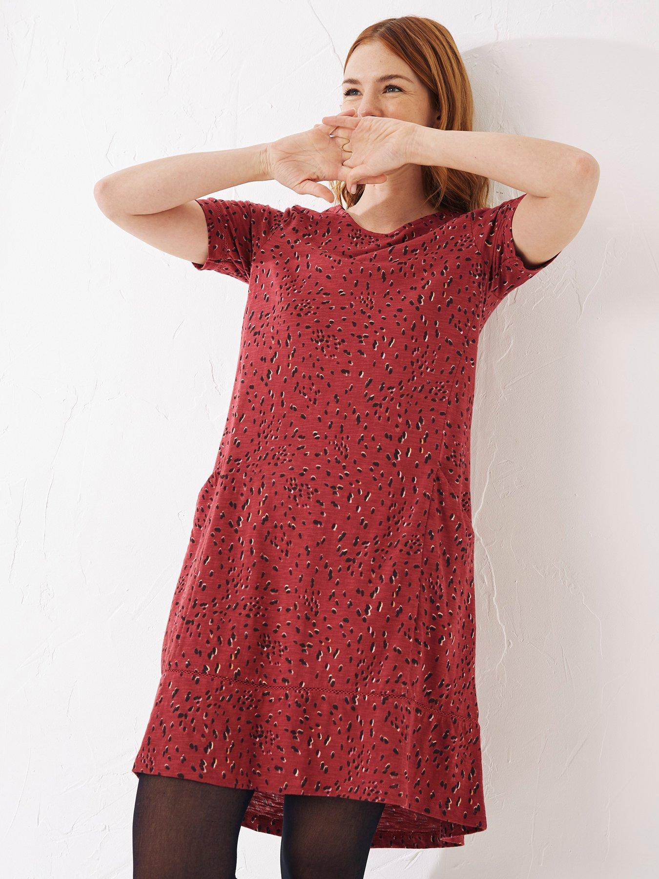 Women Simone Shadow Dot Jersey Dress - Berry