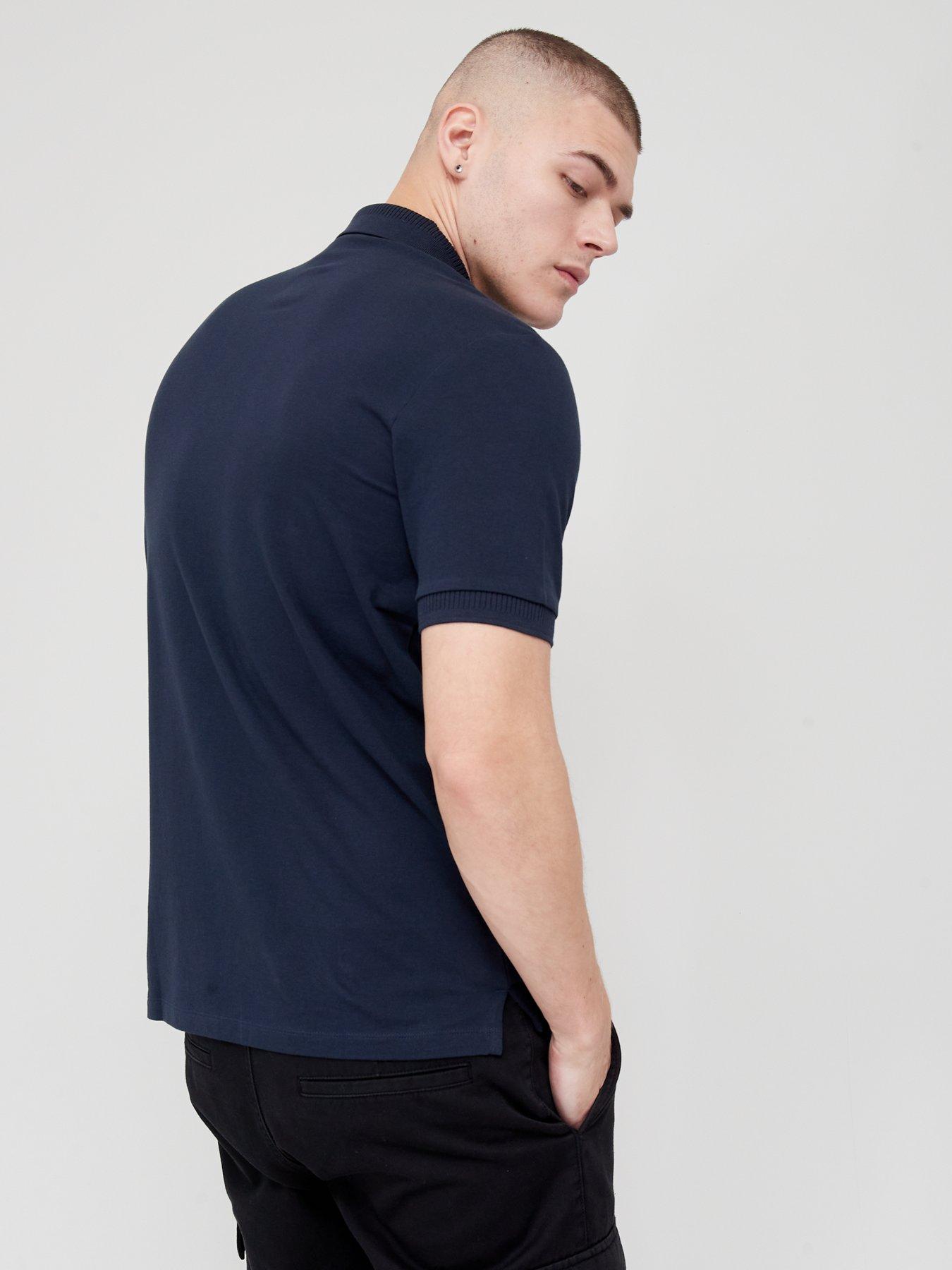 Image 2 of 4 of HUGO Dereso Red Patch Logo Polo Shirt - Dark Blue