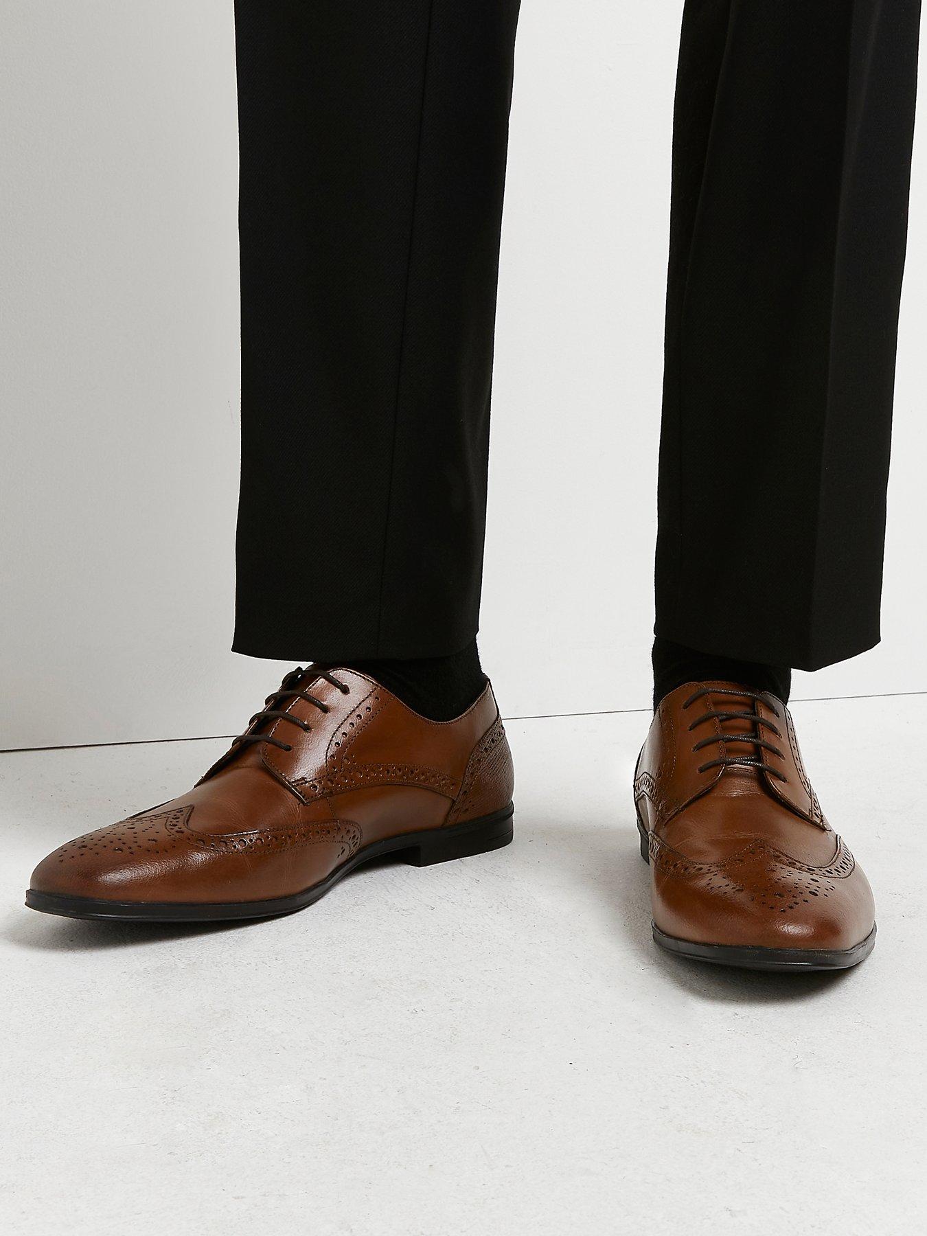 River Island Lace Up Brogue Derby Shoes - Brown | Very.co.uk