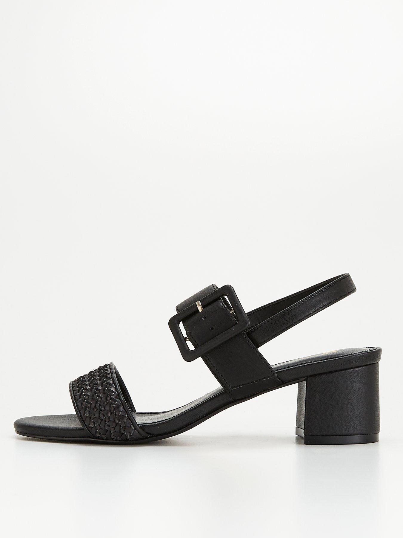 low black strappy heels