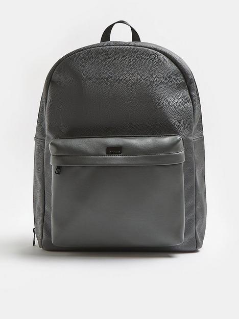 river-island-dark-grey-pu-backpack