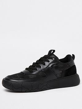 river-island-camo-lace-up-runner-trainers-black
