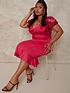  image of chi-chi-london-plus-size-v-neck-embroidered-bodycon-midi-dress--nbsppink