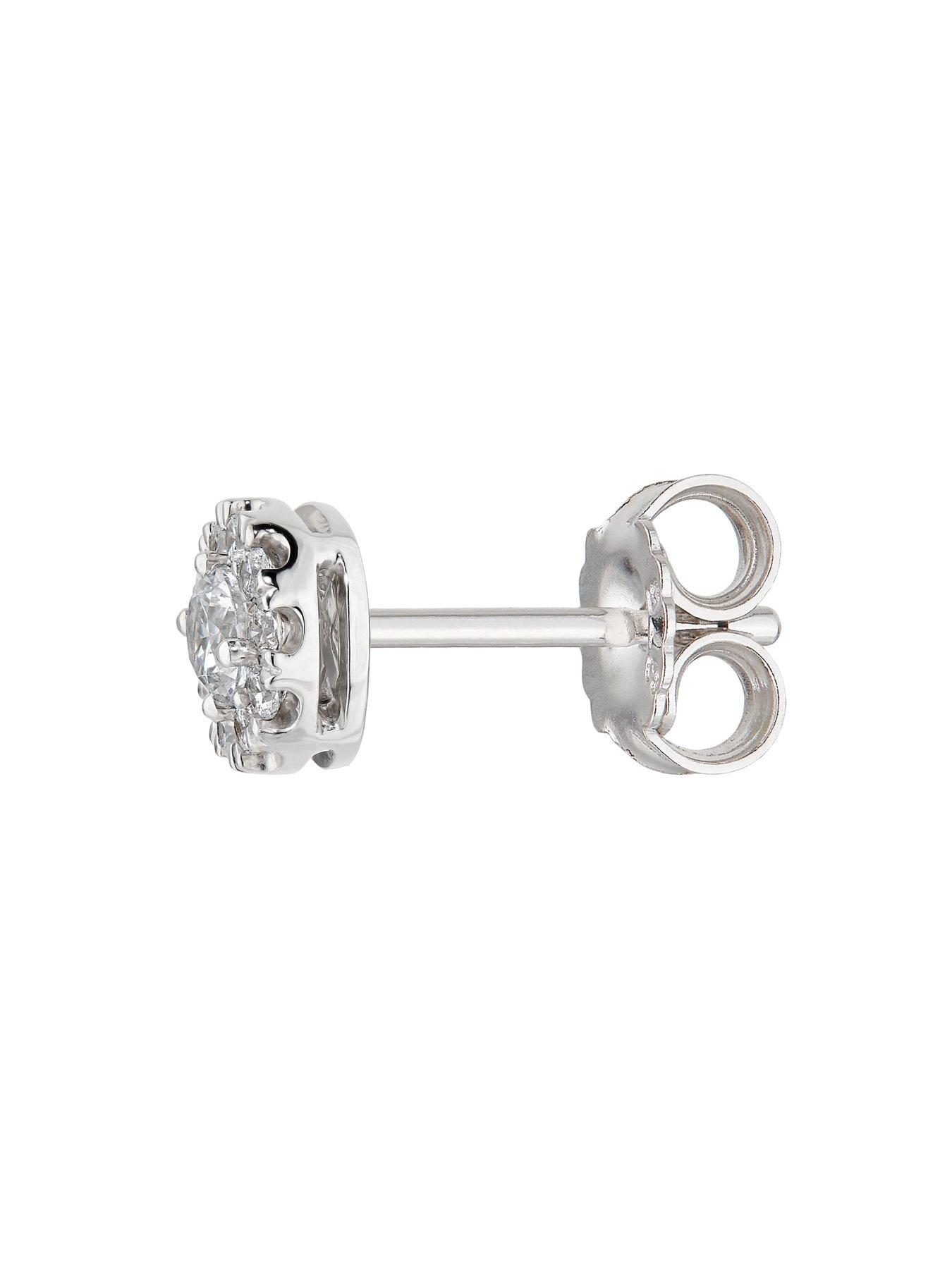 Image 4 of 6 of Love DIAMOND 9ct White Gold 0.50ct Diamond Halo Stud Earrings
