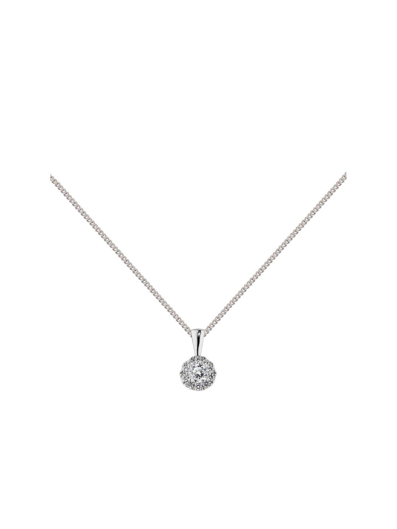 Product photograph of Love Diamond 9ct White Gold 0 25 Diamond Pendant Necklace from very.co.uk