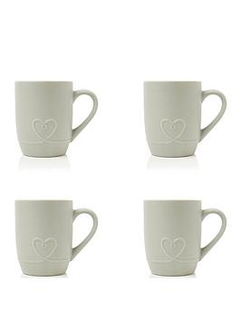 Product photograph of Sabichi Embossed Heart Set Of 4 Mugs from very.co.uk