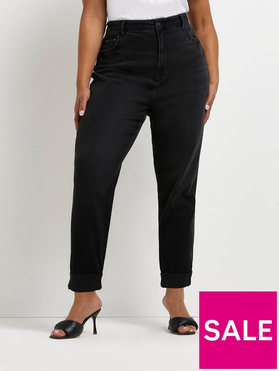 front image of ri-plus-high-rise-thorntons-mom-jean-black