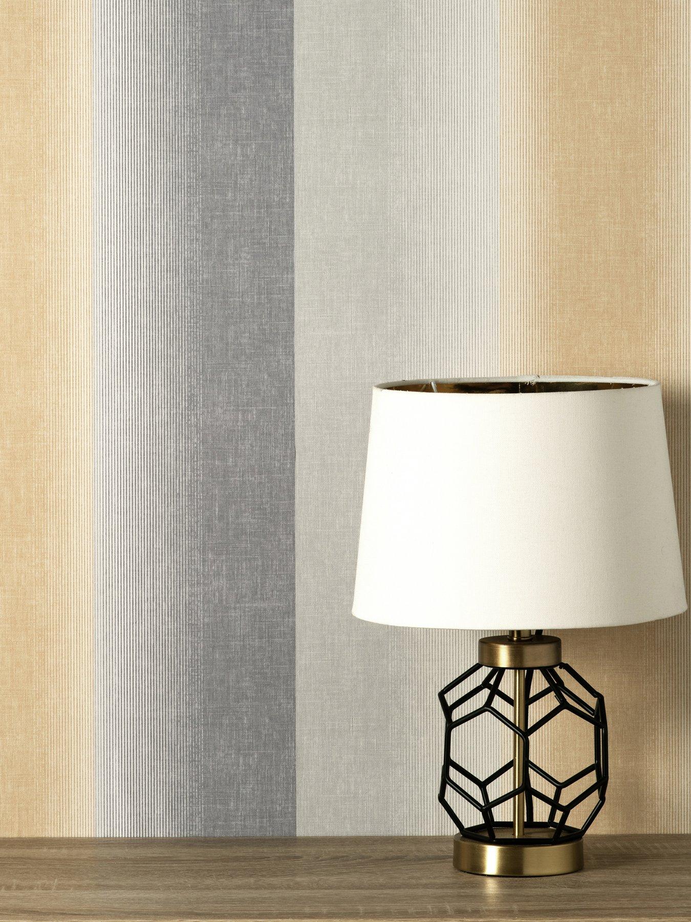 Product photograph of Fine D Cor Kirby Stripe Mustard from very.co.uk