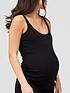  image of v-by-very-maternity-ribbednbspscoop-necknbspmidi-dress-black