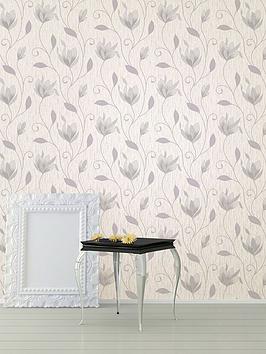 Fine D??Cor Synergy Dove Grey Floral Glitter Wallpaper