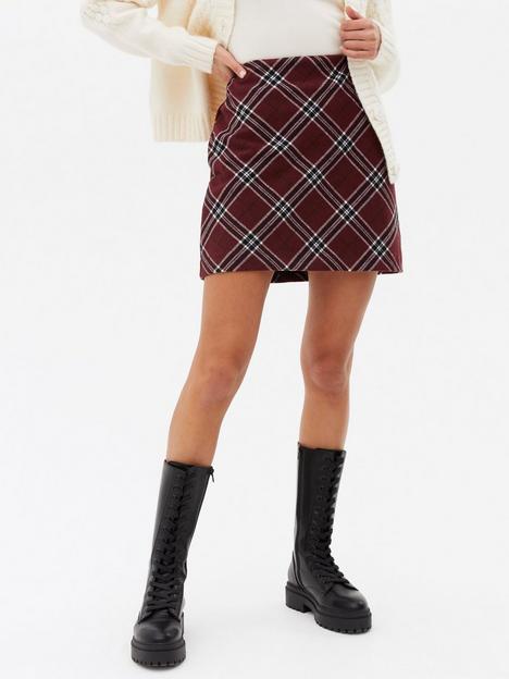 new-look-bradley-brushed-bias-check-mini-skirt-red-print