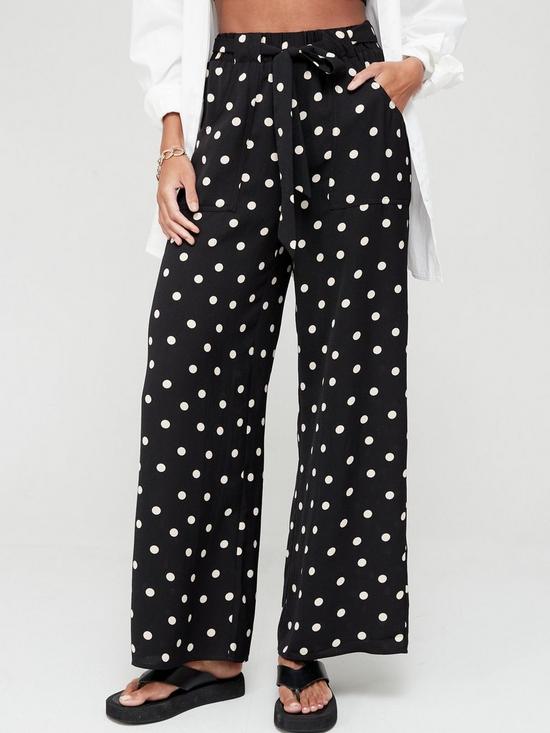 front image of v-by-very-tie-waist-printed-trousers-spot
