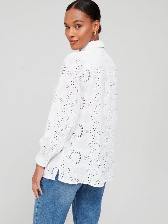 stillFront image of v-by-very-all-over-broderie-shirt-white