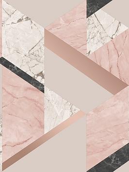 Fine Décor Wallpaper Marblesque Geo Pink Wallpaper Pink | 