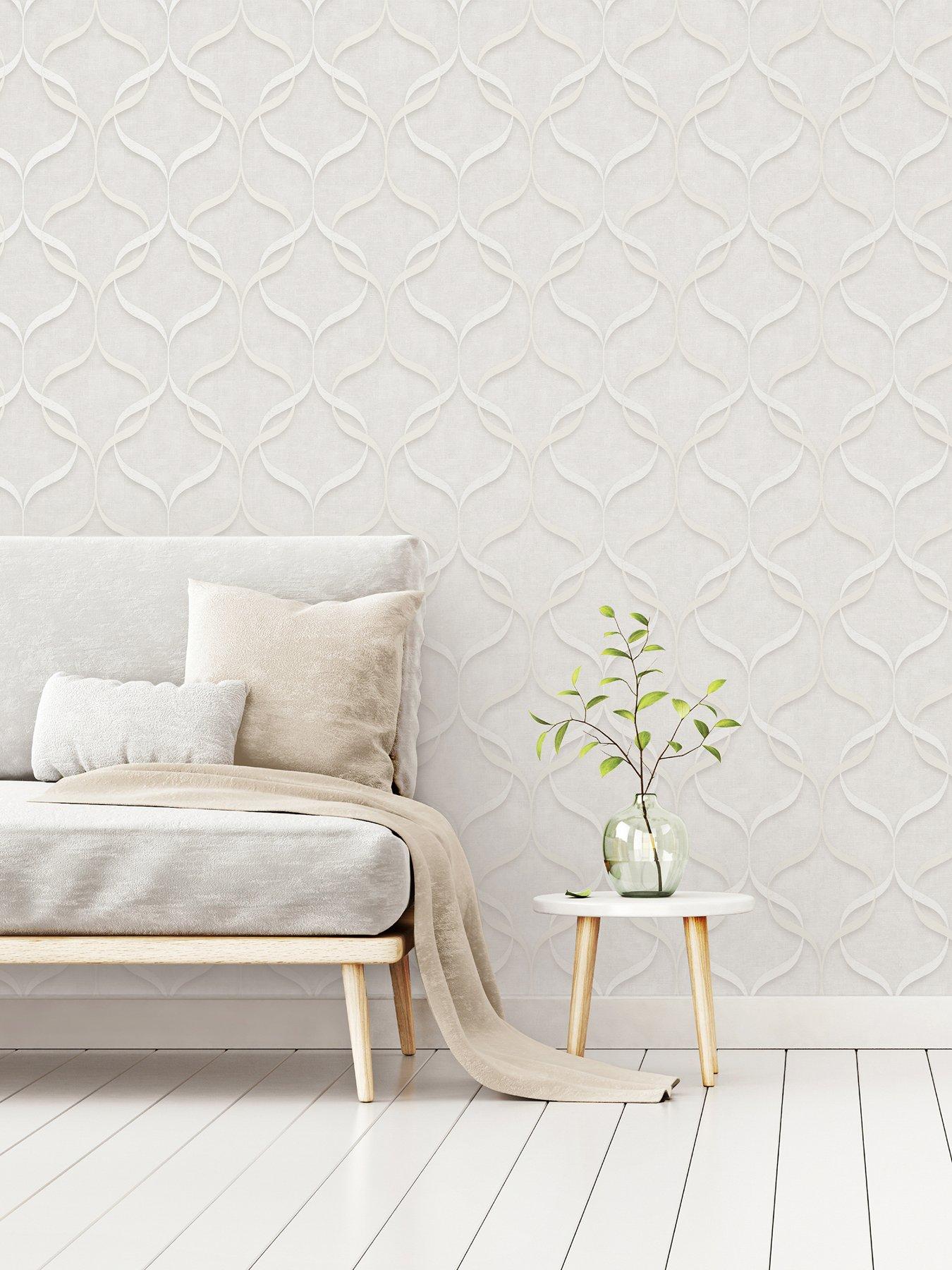 Fine Decor Milano Wave Wallpaper - Off-White | very.co.uk