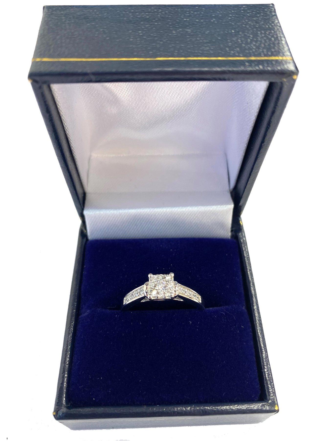 Image 6 of 6 of Love DIAMOND 9ct White Gold 0.25ct Diamond Princess Cut Ring With Diamond Shoulders