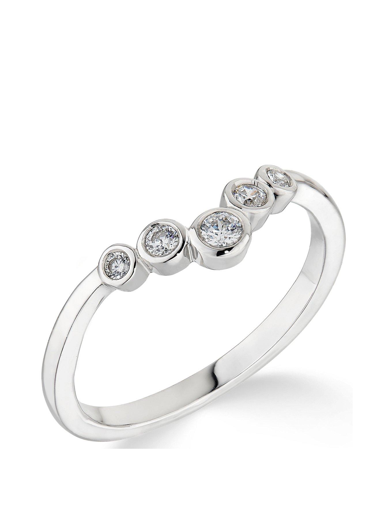 Product photograph of Love Diamond 9ct White Gold 0 12ct Diamond 5 Stone V Shaped Ring from very.co.uk